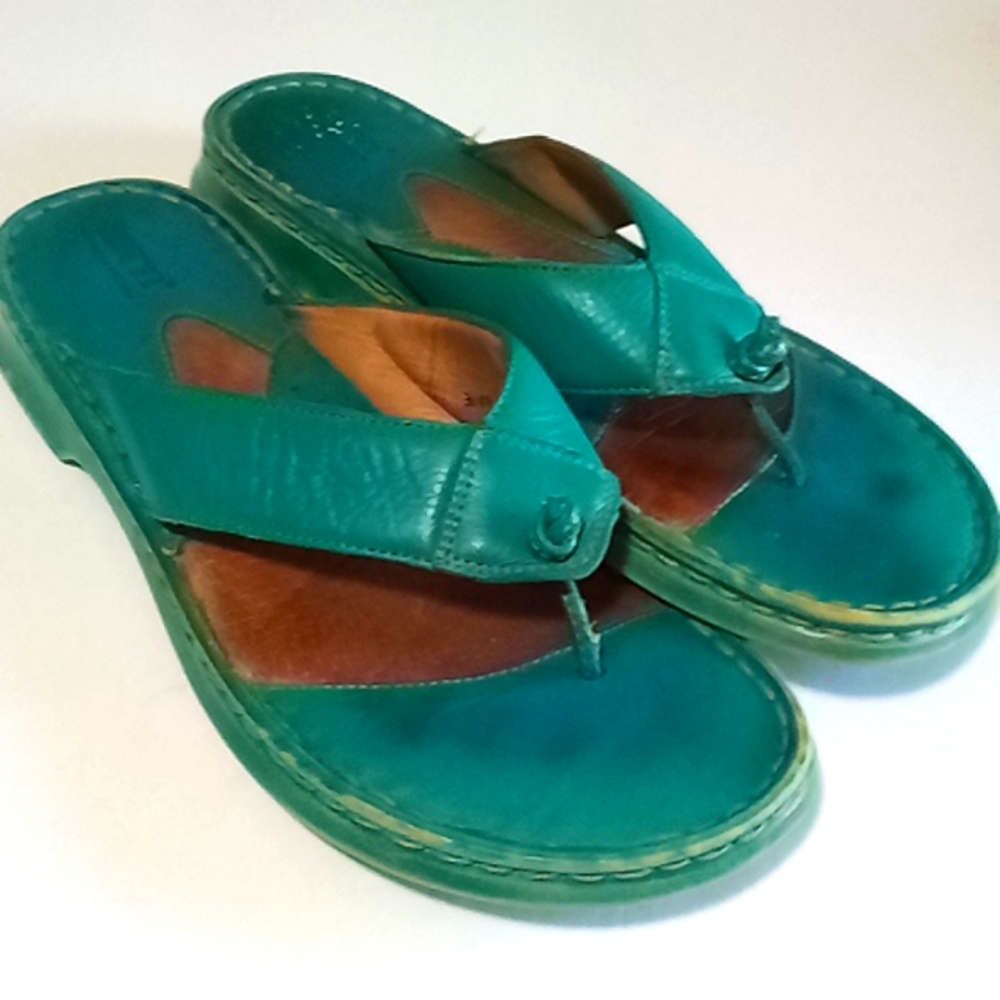 Børn Leather Sandals aqua teal size 9 / 40.5 pre-owned